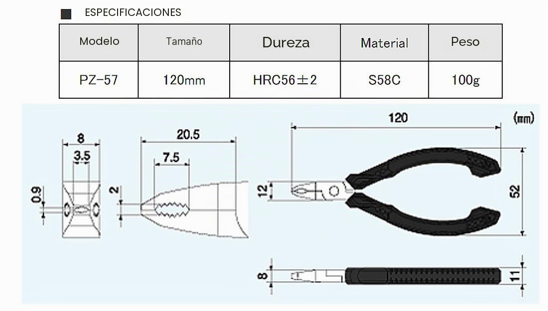 Engineer Pz-57 - Alicates de agarre de tamaño mini/extractores de tornillos (mandíbulas antideslizantes para una rápida extracción de tornillos dañados), seguro ESD, fabricado en Japón. Neji-saurus