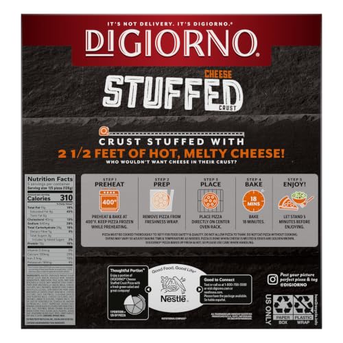 Image of DiGiorno Five Cheese Stuffed Crust Frozen Pizza, 22.2 oz | Stuffed crust; five cheese; easy family dinner; 22.2 oz