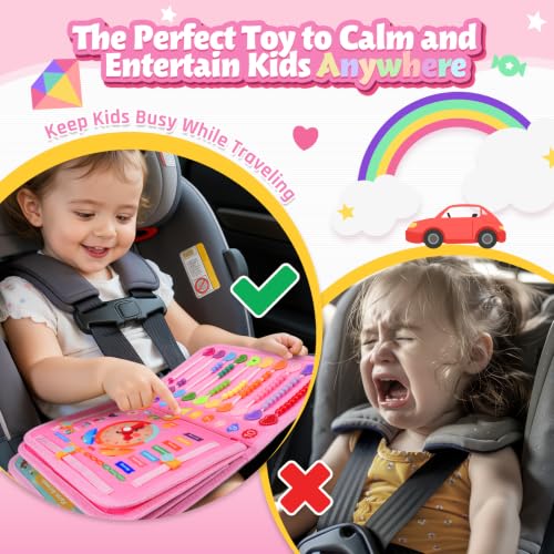 Image of Toddler Toys Busy Board, Montessori Toy Busy Book for 1 Year Old Girl Gifts