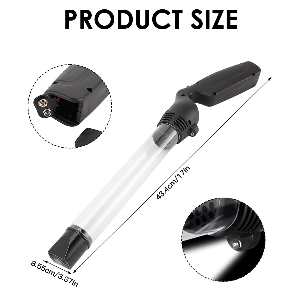 Porta-insetti, tettarella per ragni, a batteria, con luce LED, manico lungo in PC, aspira gli insetti vivi senza toccarli