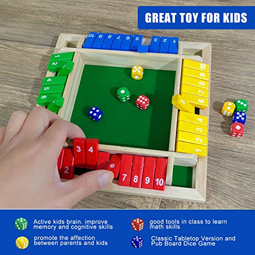Eupboron Shut The Box Game, Wooden Board Dice Games For Adults And Kids 2-4 Player Family Classics Tabletop Version Games For Classroom, Party, Or Pub #TOP2