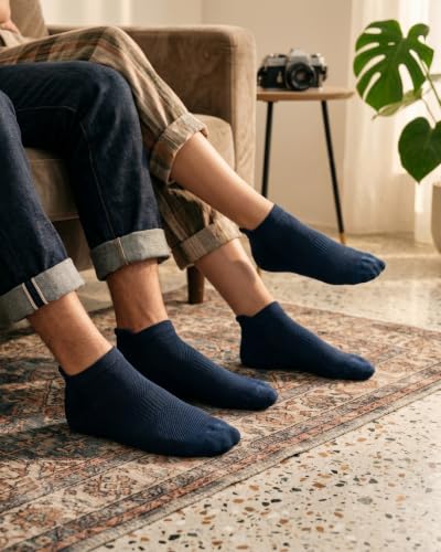 Image of BENKILS Bamboo Ankle Socks for Men & Women | Ultra-Soft, Odour-Free and Breathable | Padded Base and Anti-bacterial | 3X Softer than Cotton | Free Size Regular Socks.