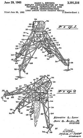 1965 – lunar aterrizaje vuelo investigación vehículo – Nasa – H. L. Dryden – Póster de patente