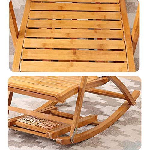 Chaise longue pliante en bambou avec son coussin violet réglable