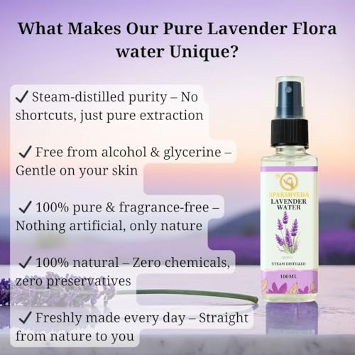 Image of Lavender Water - 100 % Pure, Calming Face & Body Toner Mist - Ayurvedic Steam-Distilled For Oil-Control, Acne-Control, Skin Hydration 200ML (Pack of 2)