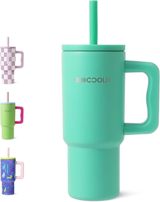 DLOCCOLD Kids 24 oz Tumbler with Handle and Silicone Straw Lid, Leakproof Insulated Tumbler with Spill Resistant Lid, Reusable Stainless Steel Tumbler Mug for Kid Boy Girl, Cupholder Friendly BPA Free