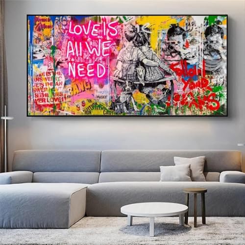 Toile Banksy Love Is All We Need pour une décoration murale pleine d'amour et d'espoir