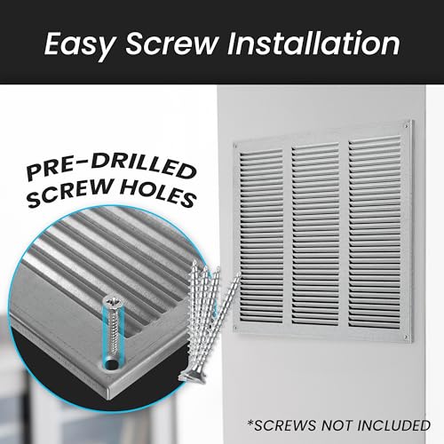 Image of Repa Market Air Vent Cover 16x8 Inch (Outer Dimensions) Galvanized Steel Louvered Grill Cover with Mesh Screen Wall or Ceiling Vent HVAC Register for Indoor and Outdoor Ventilation