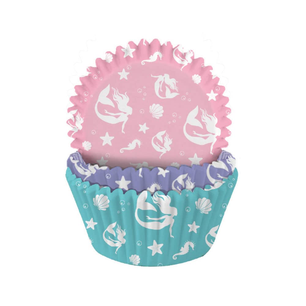 Anniversary House Cupcake Cases, 75 Pieces, Greaseproof Paper Baking Cups, Mermaid, J135