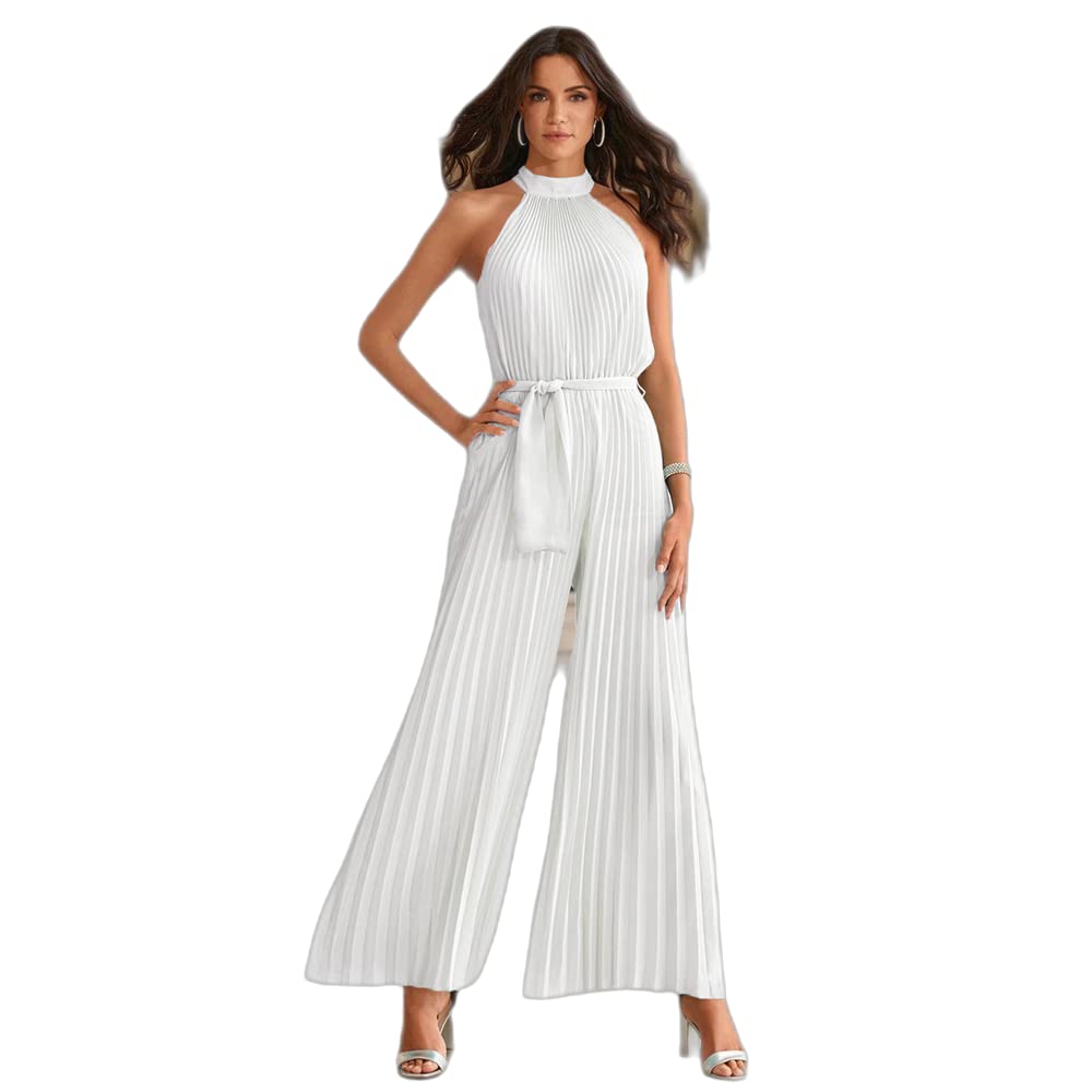TMOYJPX Mono Mujer Elegante Fiesta Boda sin Tirantes, Mono Mujer Verano Largo Casual Pantalones Anchos Plisados