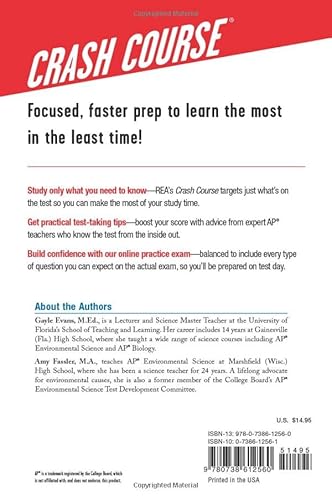 Research & Education Association Evans, Gayle Ap® Environmental Science Crash Course, Book + Online: Get A Higher Score In Less Time thumb #1