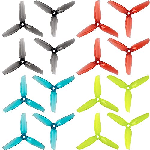 16pcs 3-Blade Props high-Speed Propellers Popo, 4inch 100mm CW CCW for Racing Frame FPV Drone 1406 2205 1806 Brushless Motors,GEMFAN 4032（Blue,Red,Black,Yellow）