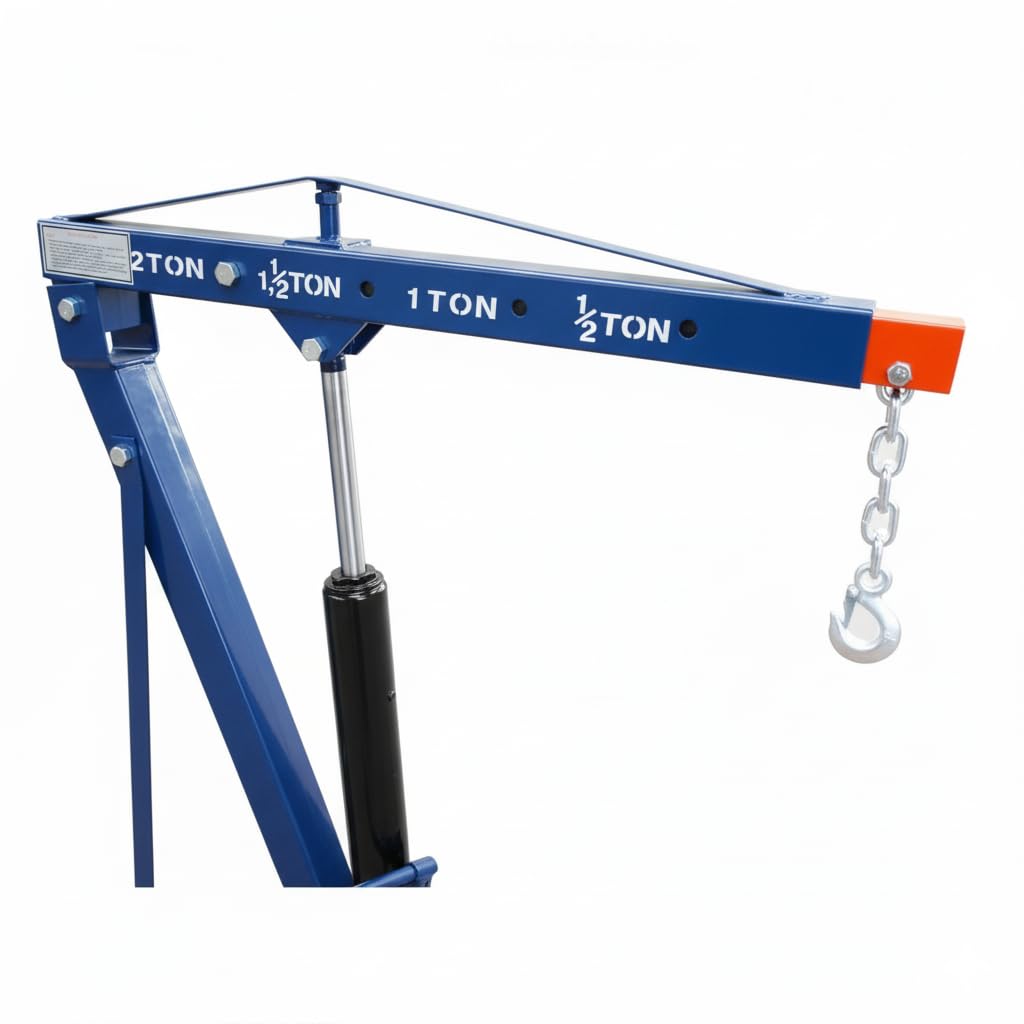 Grúa Hidráulica de Taller Plegable 2 Toneladas – Elevador para Motores y Maquinaria con Brazo Ajustable, Ruedas Giratorias y Estructura Reforzada – Ideal para Garajes y Talleres