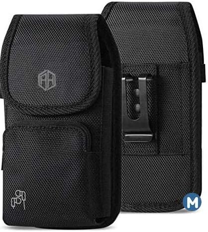 AH Military Grade Cell Phone Clip Holster Rugged Nylon Belt Pouch for Android Moto LG [iPhone 6 6S 7 8 X XR XS 11 12] Kyocera DuraForce Rugged Canvas Holster Fits Otterbox (Medium)