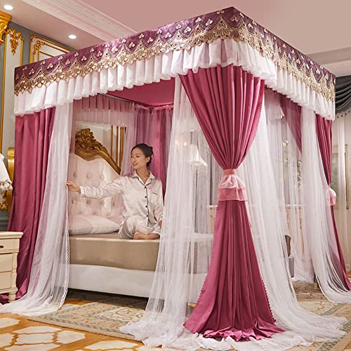 Cortina de cama con dosel para bloquear luz y mosquitos en marco king