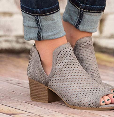 Sandálias femininas Fainosmny salto baixo salto baixo sandálias de cano curto sandálias peep toe sap