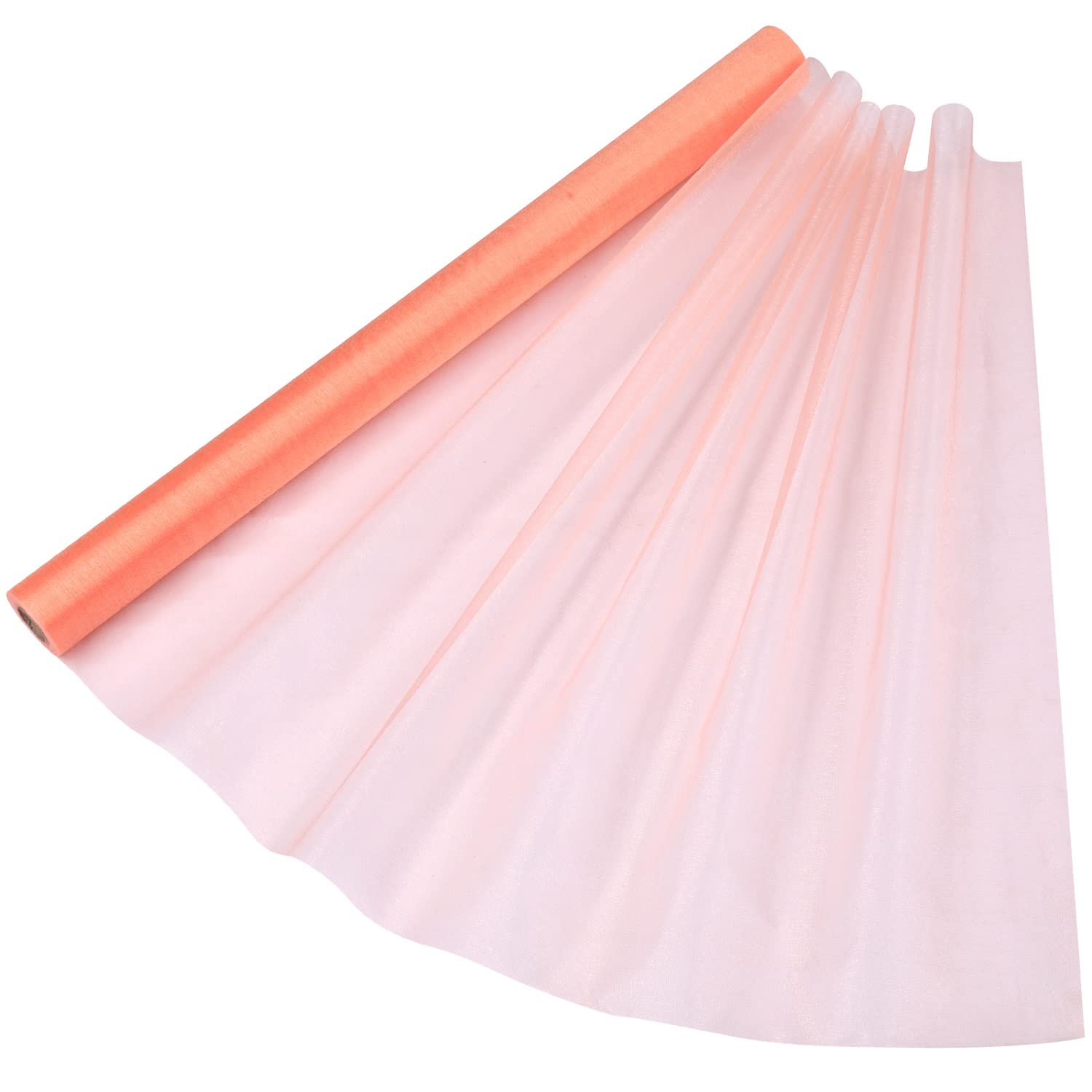 Trimming Shop 70cm x 15m Roll of Organza Sheer Fabric - Peach
