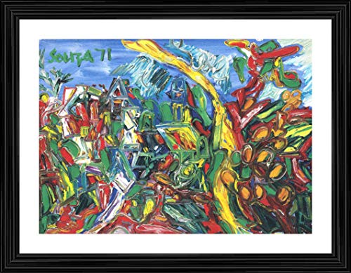 Image of Decoratus� *Oklahoma Cityscape* (1971)- Famous Painting by Francis Newton Souza, Wall D�cor Frame. Matt Satin Print with MDF & 2 inchPS Black Frame. Size 16 inchx21 inch