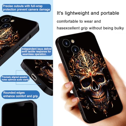 Printed with Skull for iPhone 15 case, Silicone Soft Shockproof Case Featuring a Reaper Skeleton Print with - for a Distinctive Edge (A2-Skull-Death God Skeleton)