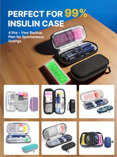 Image of YOUSHARES TSA Approved Ice Packs for Insulin Cooler Travel Case - Travel Ice Packs for Medications, Reusable Small Freezer Packs for Insulin Travel Case (4 Pcs, 4colors)
