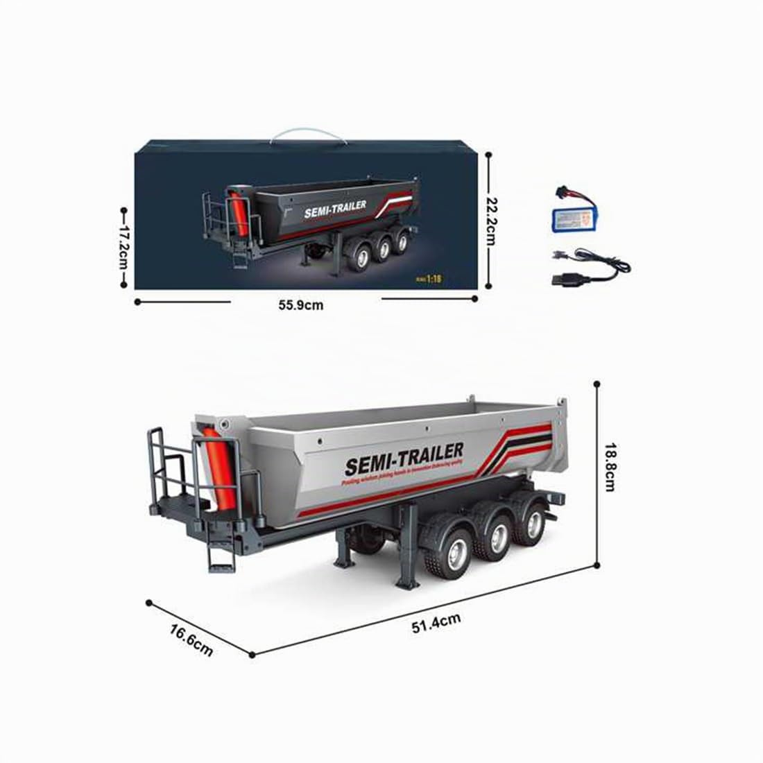 RC-Sattelauflieger im Maßstab 1:18 für den Schwerlast-LKW 770S