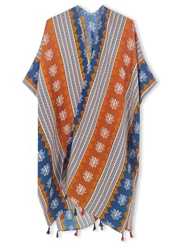 Image of Spicy Sandia Kimonos for Women Floral Beach Cover Up Loose Swimsuit Bathing Suit Coverup Cardigan for Summer Swimwear