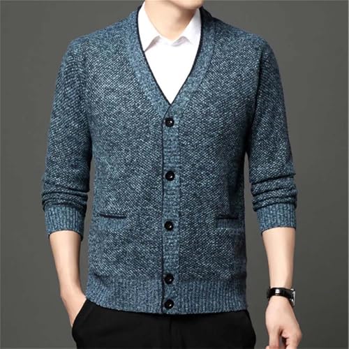 Men V Neck Cardigan Sweater Casual Button Front Single Breasted Long Sleeve Pullover Knitwear4