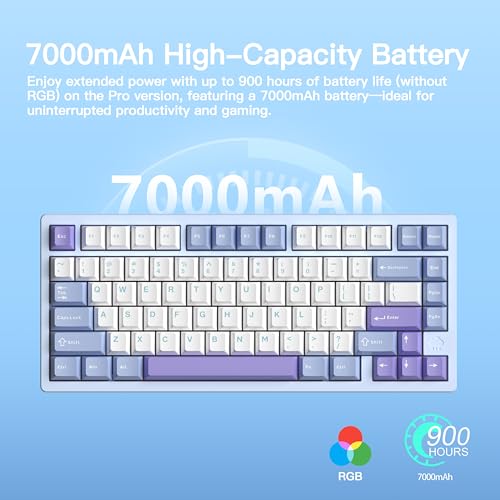 Image of KEEBMONKEY WOBKEY Rainy 75 CNC Aluminum HMX /JWK /Cocoa Switches Triple-Mode Connectivity Mechanical Keyboard with Superior Acoustics, RGB /FR4 /Silver SUS304 /7000mAh /Cocoa Switch (Pro - Blue)
