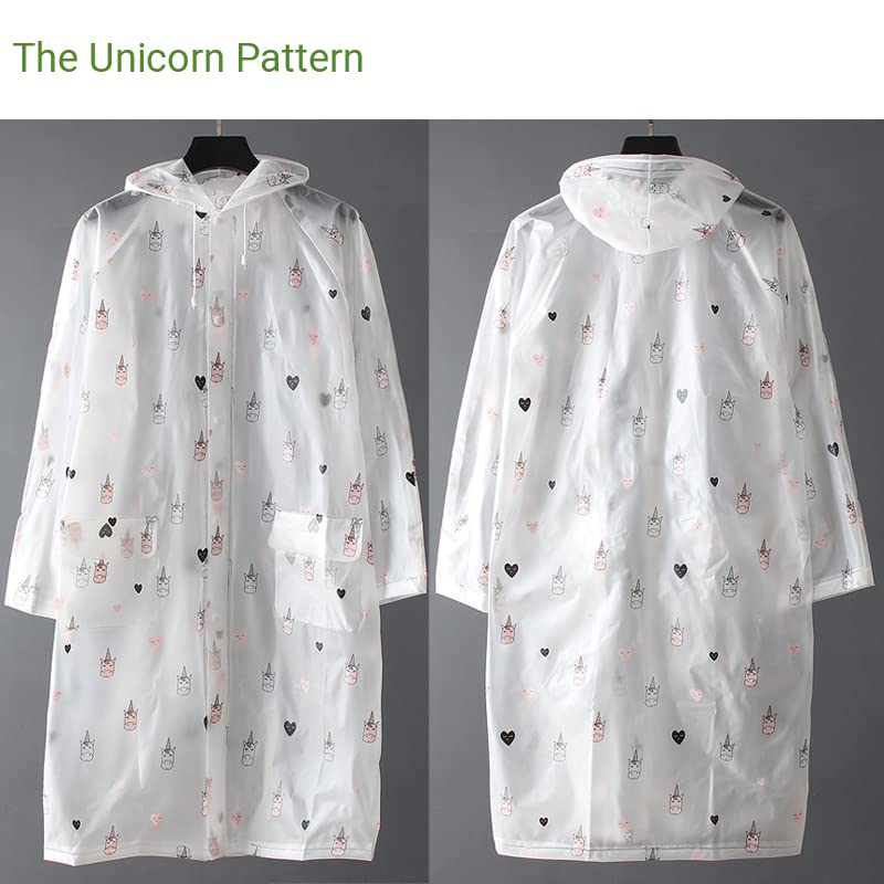 Fashion Avocado/Unicorn Raincoat for Adult,Reusable Rain Coats Ponchos with Pockets & Hood for Teens Girls/Boys2
