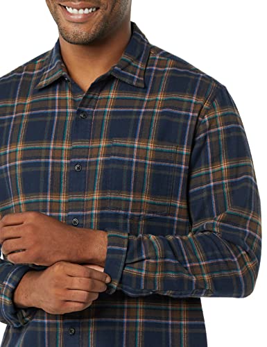 Image of Amazon Essentials Men's Regular Fit Long-Sleeve Flannel Shirt, Soft Brushed Cotton, Lightweight yet Warm