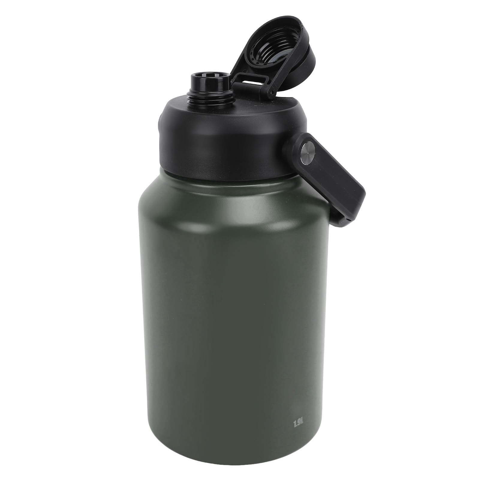 Isolierte 1,9-Liter-Trinkflasche aus Edelstahl mit Doppelwandiger Vakuumisolierung, Strohhalmdeckel und Tragegriff, Auslaufsichere Thermoskanne mit Großer Öffnung für (OD Grün)