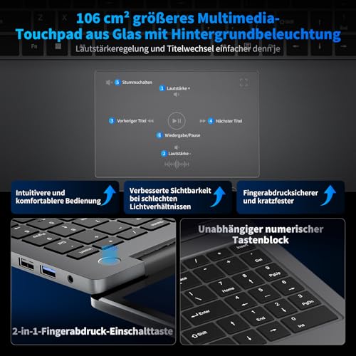 Blackview Laptop Acebook 12 Intel Core I5-1030NG7, 16 Zoll FHD, 16GB DDR4, 512GB SSD 2TB,Win11 Pro Notebook, 57Wh Mega Akku/ 67W Schnellladung, HDMI 2.0, Tastatur QWERTY, USB 3.0×2, Dual-Band 5G WiFi – Bild 5