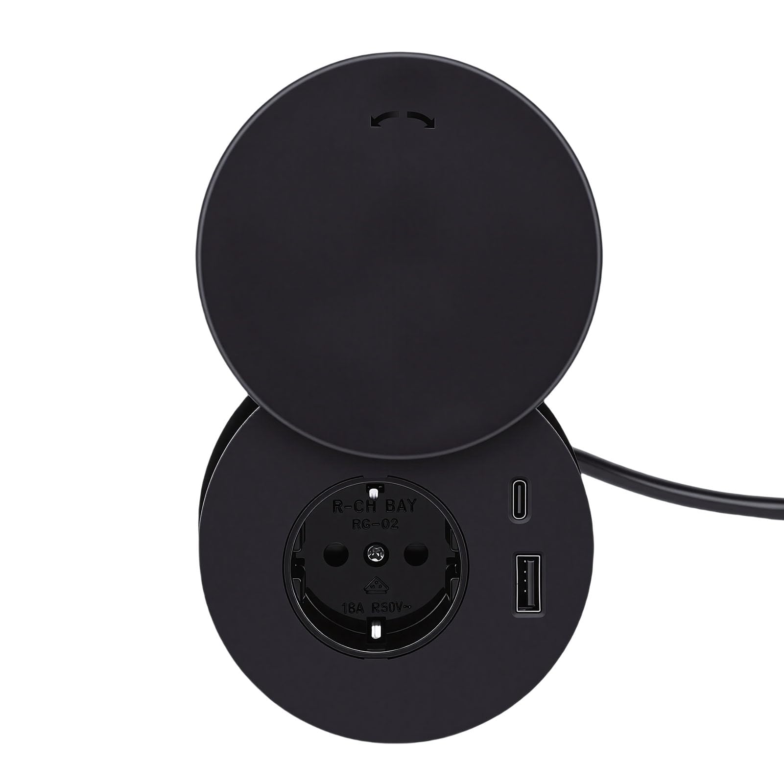 FTVOGUE Wbudowana Listwa Zasilająca z USB C 20W ładowaniem (wtyczka UE)