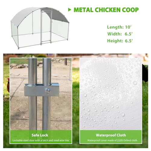 NUGRIART Large Metal Chicken Coop Walk-in Poultry Cage with Water-Resident and Anti-UV Cover Duck Rabbit Cat House Outdoor Chicken Run Pen with Round Roof