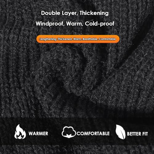 Image of 3 Hole Black Knitted Face Mask for Men Women, 2 Pack Balaclava Shiesty Ski Mask with Mouth Hole, Winter Full Face Cover for Cold Weather Motorcycle Helmet