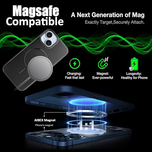 Image of AIBEX Ultra-Thin Mag-Saf Back Cover Case Compatible with iPhone 15| Slim Fit Scratch-Resistant Matte | Magnetic Wireless Charging | Microfibre Lining | Camera Protection (PC Material) - Black