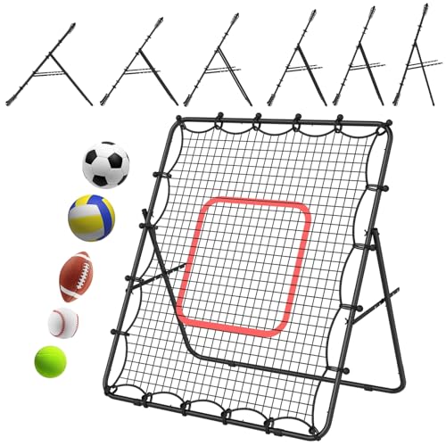 LIANTRAL Baseball Rebounder Net 4 x 4.5FT - Portable Bounce Back Trainer for Soccer Volleyball Softball & Lacrosse Adjustable Pitching Net for Shooting Passing & Control Training Black