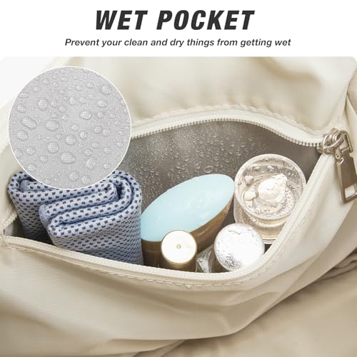 G4Free Mini Gym Bag for Women, Small Duffle Bag with Wet Pocket and Detachable Strap,Lightweight Gym Bag for Workout/Sport/Travel（BEIGE）4