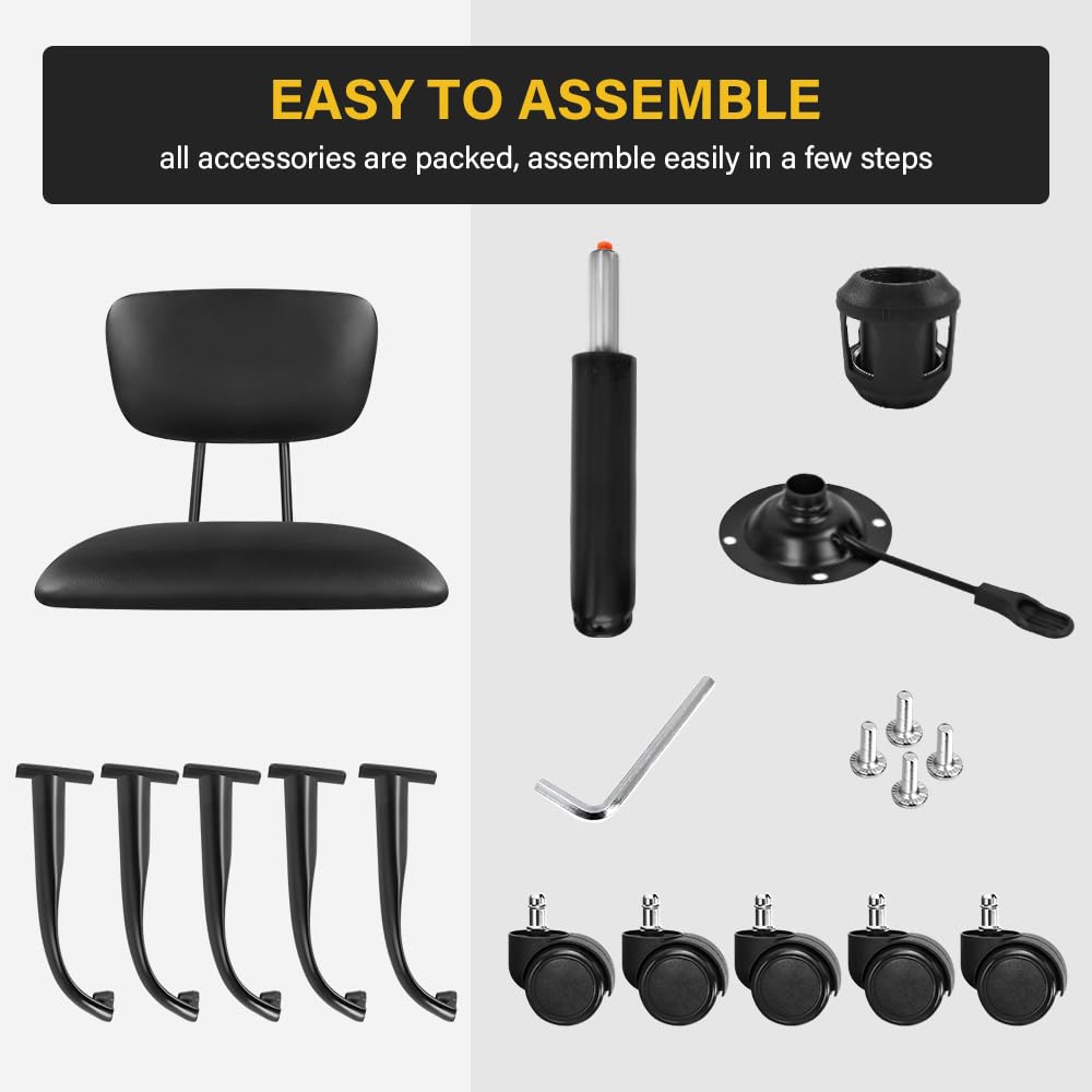 Taburete giratorio cuadrado con ruedas, taburetes ajustables en altura para el hogar, trabajo, dibujo, spa, tienda de masajes, rentable, taburete con respaldo (negro)