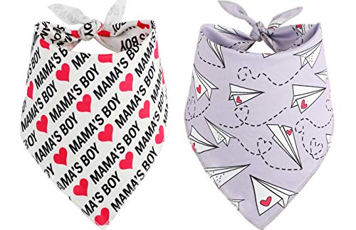 BoomBone Dog Valentines Day Bandana 2 Pack,Triangle Bibs Pet Scarf for Medium and Large Dogs