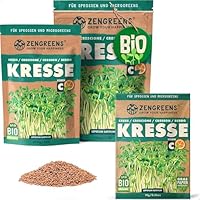 ZenGreens® - Bio Kresse Sprossen Samen - Wähle zwischen 10g, 200g und 500g - Kresse Samen - Keimrate von über 96% - Bio Saatgut zum Keimsprossen ziehen - wiederverschließbare Verpackung