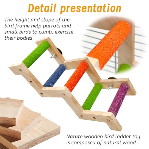 Hamiledyi Nature Wooden Bird Ladder Pet Papagaios Escalar Ponte de Exercício Suportes para Periquito
