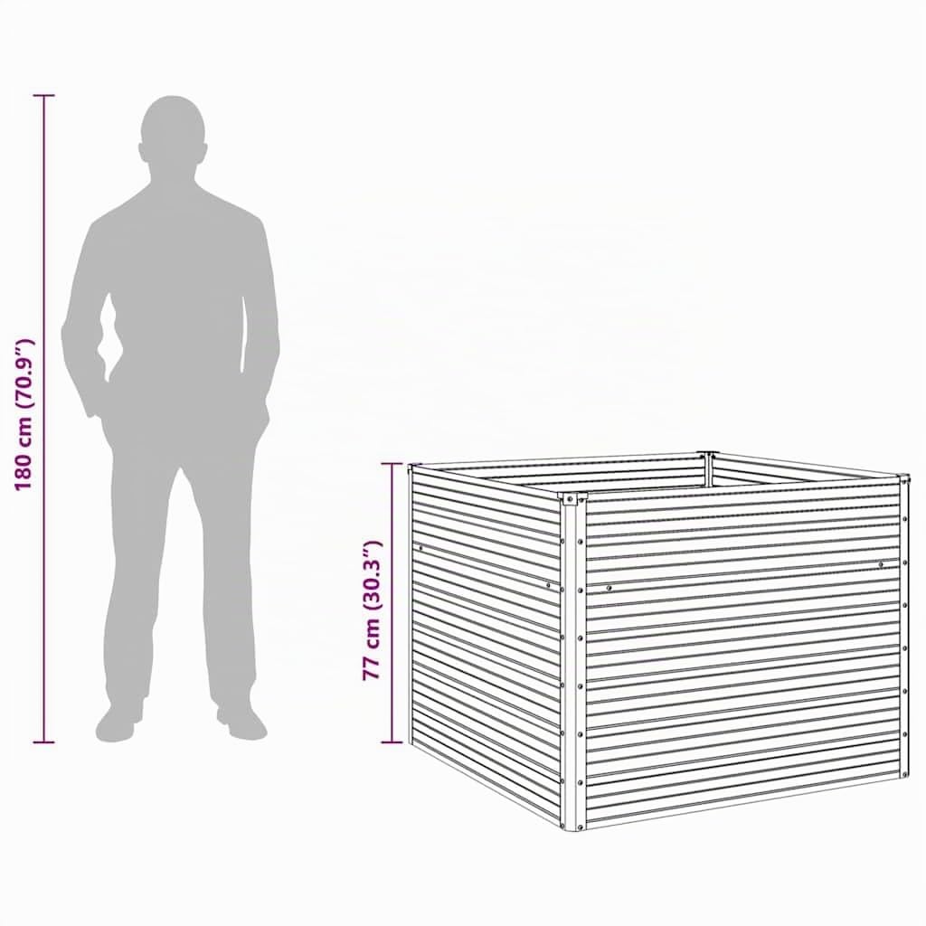 vidaXL Jardinière 100x100x77 cm Gris Acier Galvanisé Balcon Jardin Bac Fleurs