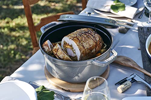 Image of Staub Cast Iron 9-qt Round Cocotte - Graphite Grey, Made in France