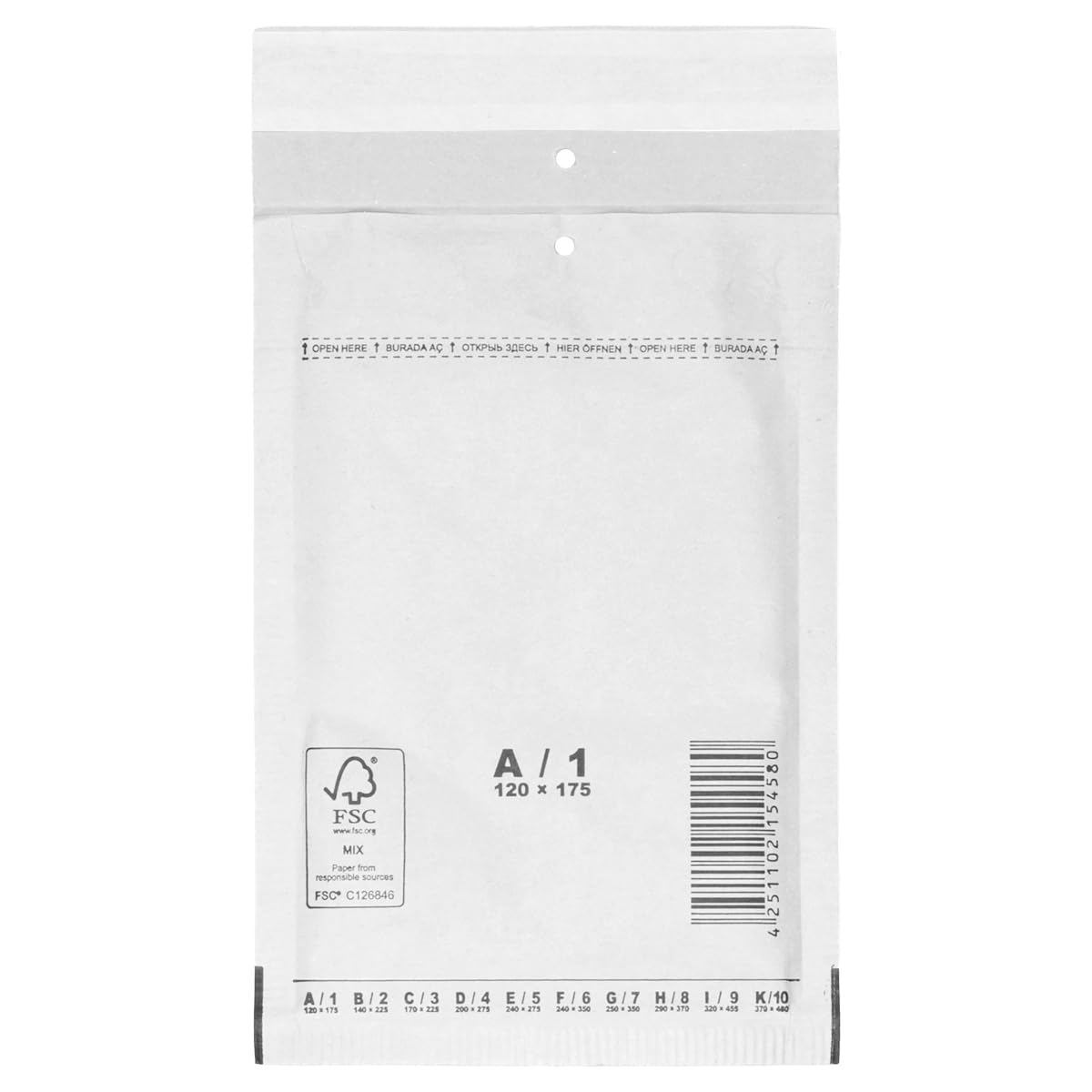 verpacking 800 Buste imbottite bianche 12 x 17,5 cm A1 - Buste pluriball, Buste con bolle