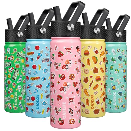 Image of BJPKPK Insulated Water Bottle, 22oz Stainless Steel with Straw Lid