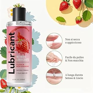 Lubrificante a base acquosa, dalla consistenza setosa, altamente efficace e a lunga durata, ideale per garantire un piacere prolungato a uomini, donne e coppie (Fragola)