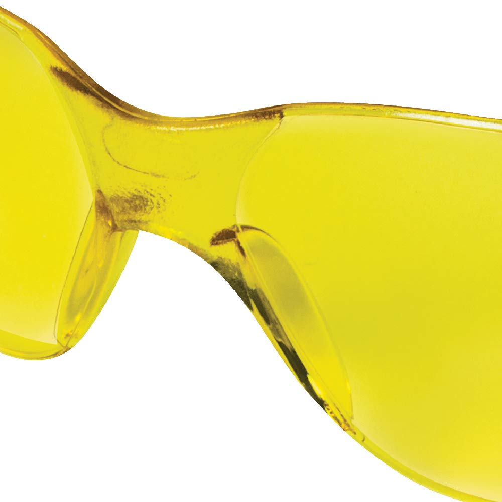Sellstrom Lightweight, UV Protection, Scratch Resistant Protective Eyewear Safety Glasses, Anti-Scratch Hard Coating, Amber Lens, Rubberized Straight Temple Tips, Amber Frame (Pack of 12), S70711,Yellow