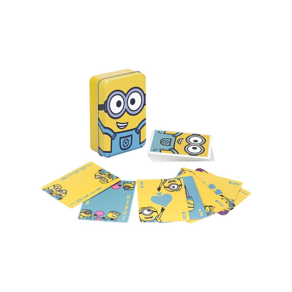 Paladone Ilustrowane karty do gry Minionki – oficjalnie licencjonowana klasyczna gra karciana Despicable Me w puszce kolekcjonerskiej, kultowe postacie z udziałem Kevina Stuarta i Boba, prezent dla