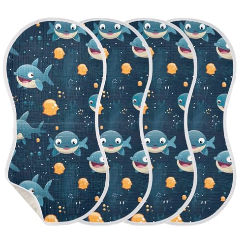 Cute Shark Burp Cloths for Baby Boys Girls 4 Pack Burping Cloth, Burp Clothes, Newborn Towel, Milk Spit Up Rags,Burpy Cloth 202b2628